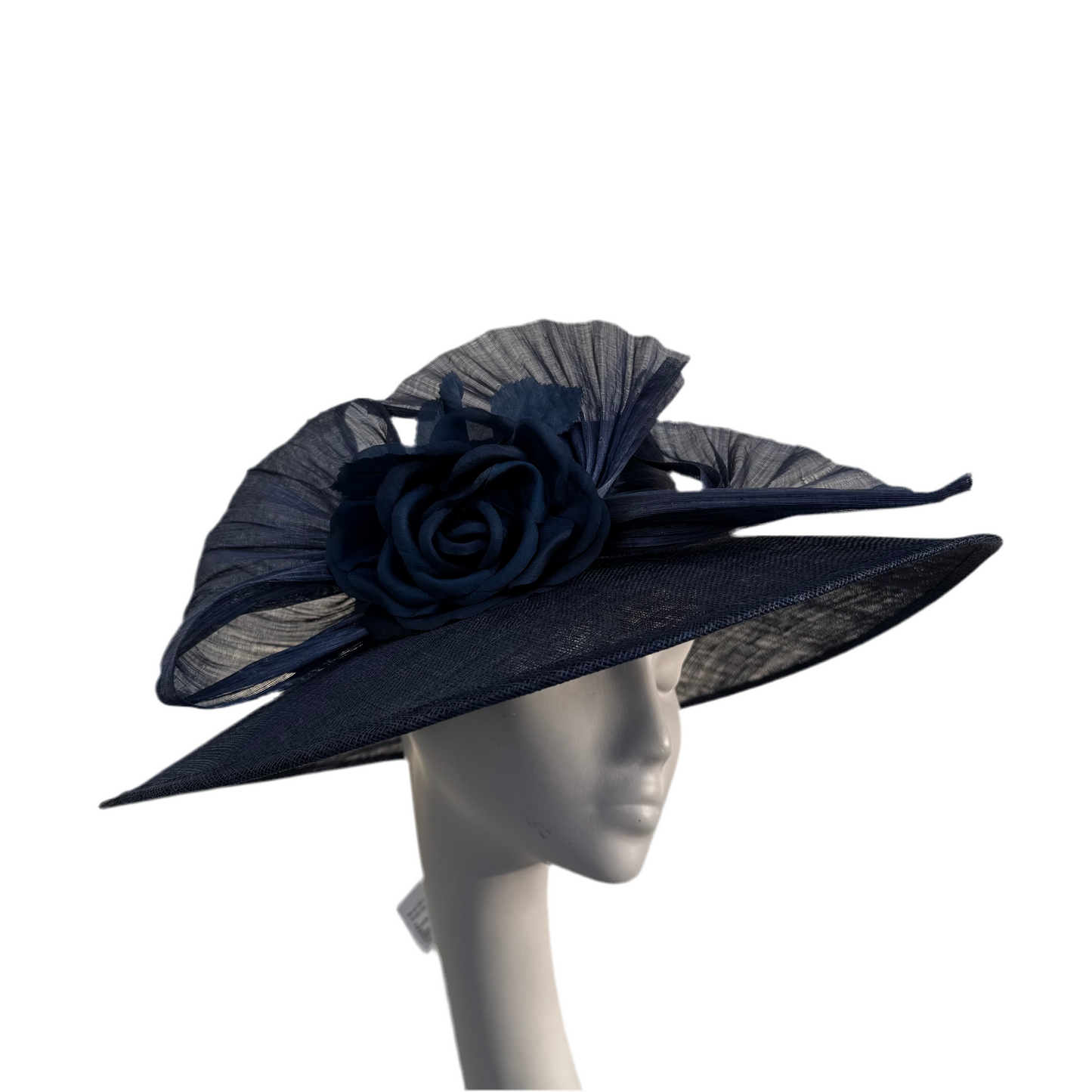 Max and Ellie BH4 Navy Blue Boater Hat with Flower