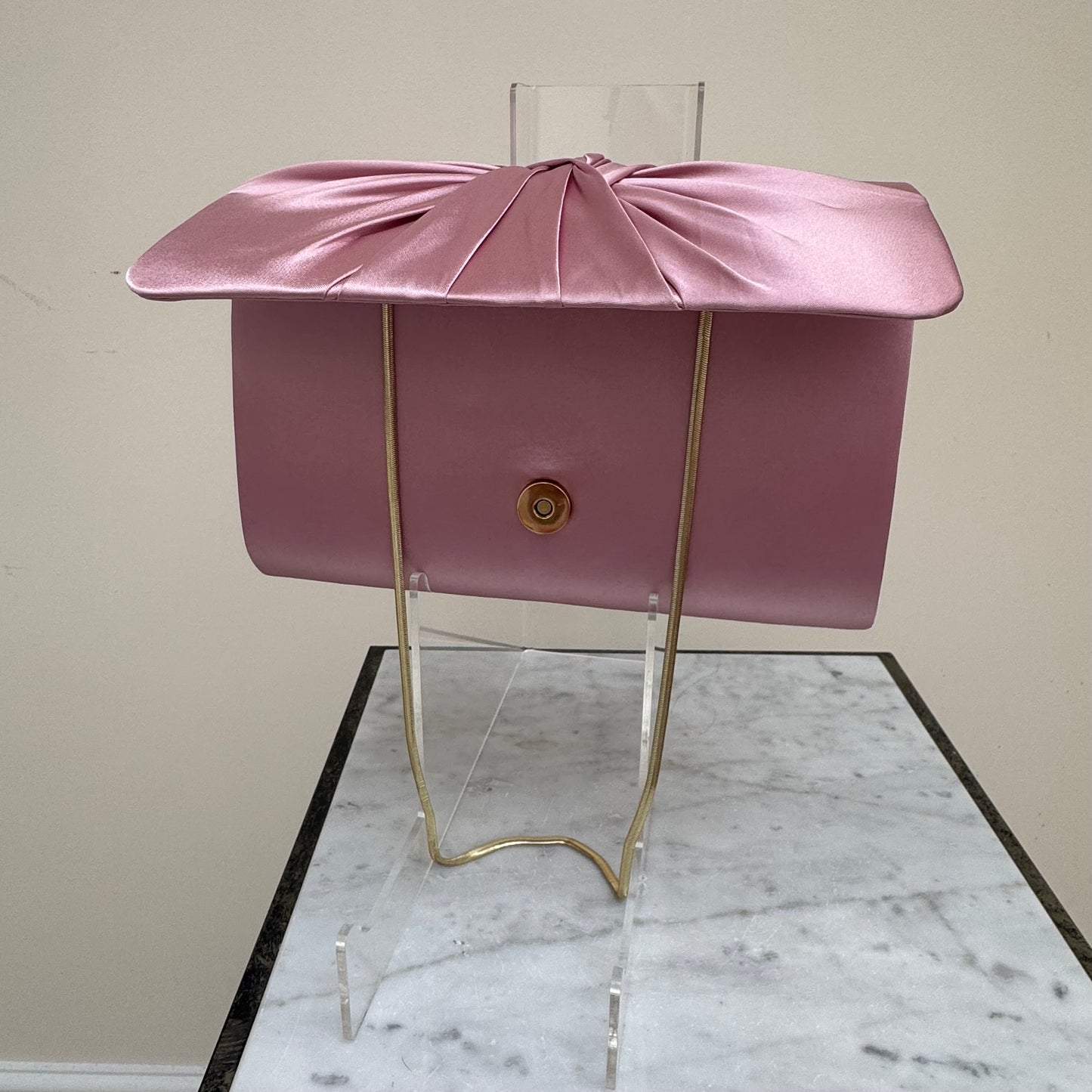 Failsworth Quartz Pink Satin Clutch Bag Quartz