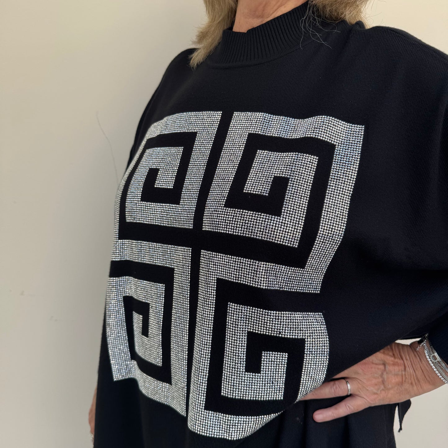 Malissa J WF2342 Square Shaped Jumper with Geo Stud Design