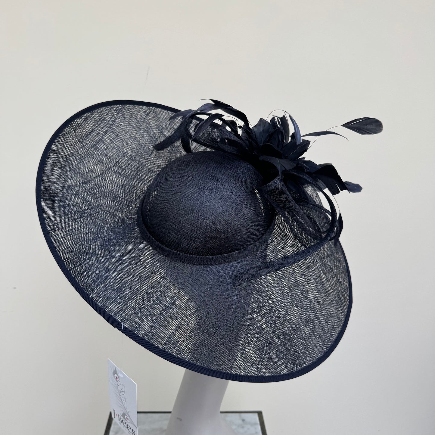J Bees JB25/85 Navy Blue Hatinator with Feather Flower Detail