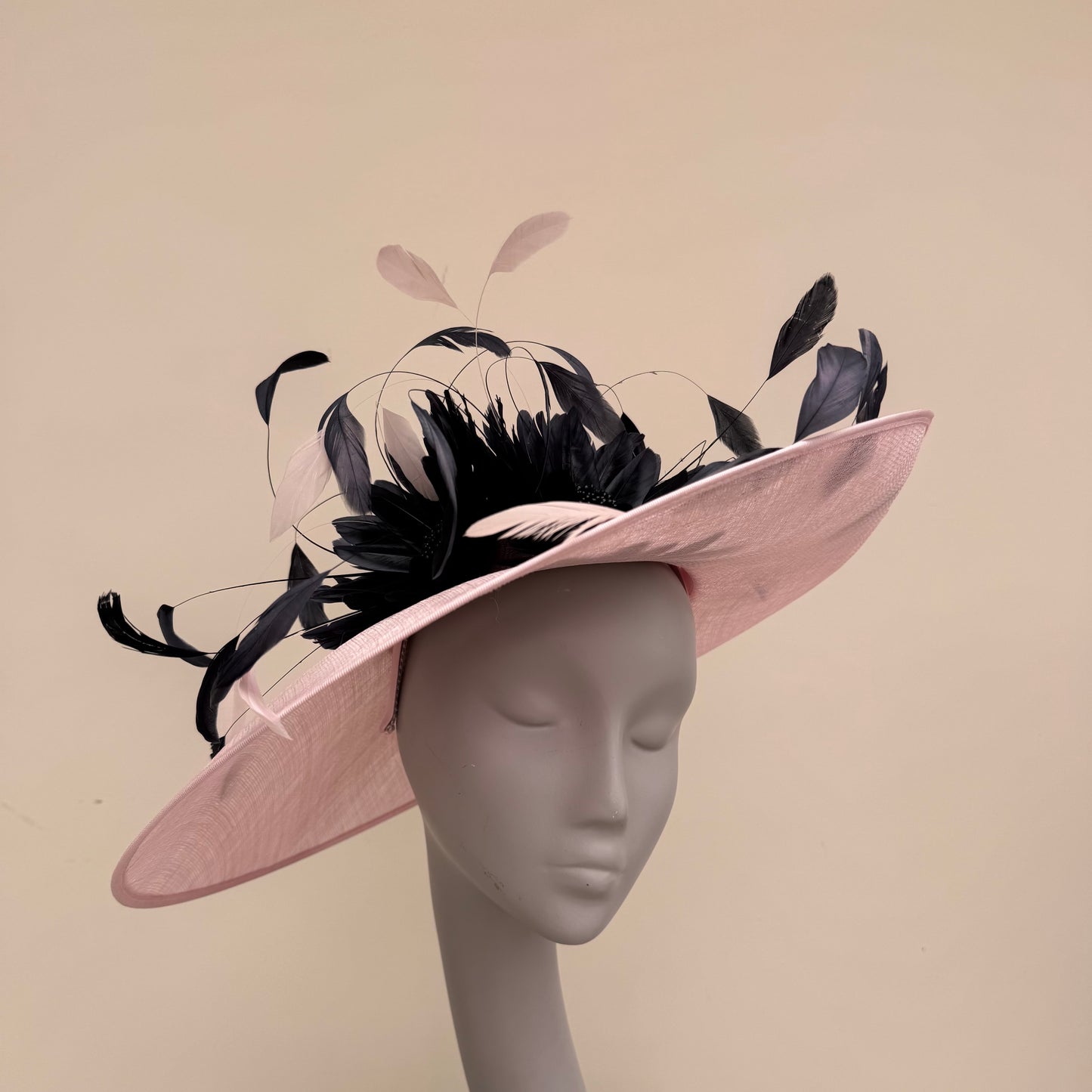 J Bees JB25/86 Baby Pink and Navy Two Tone Feather Hatinator Baby