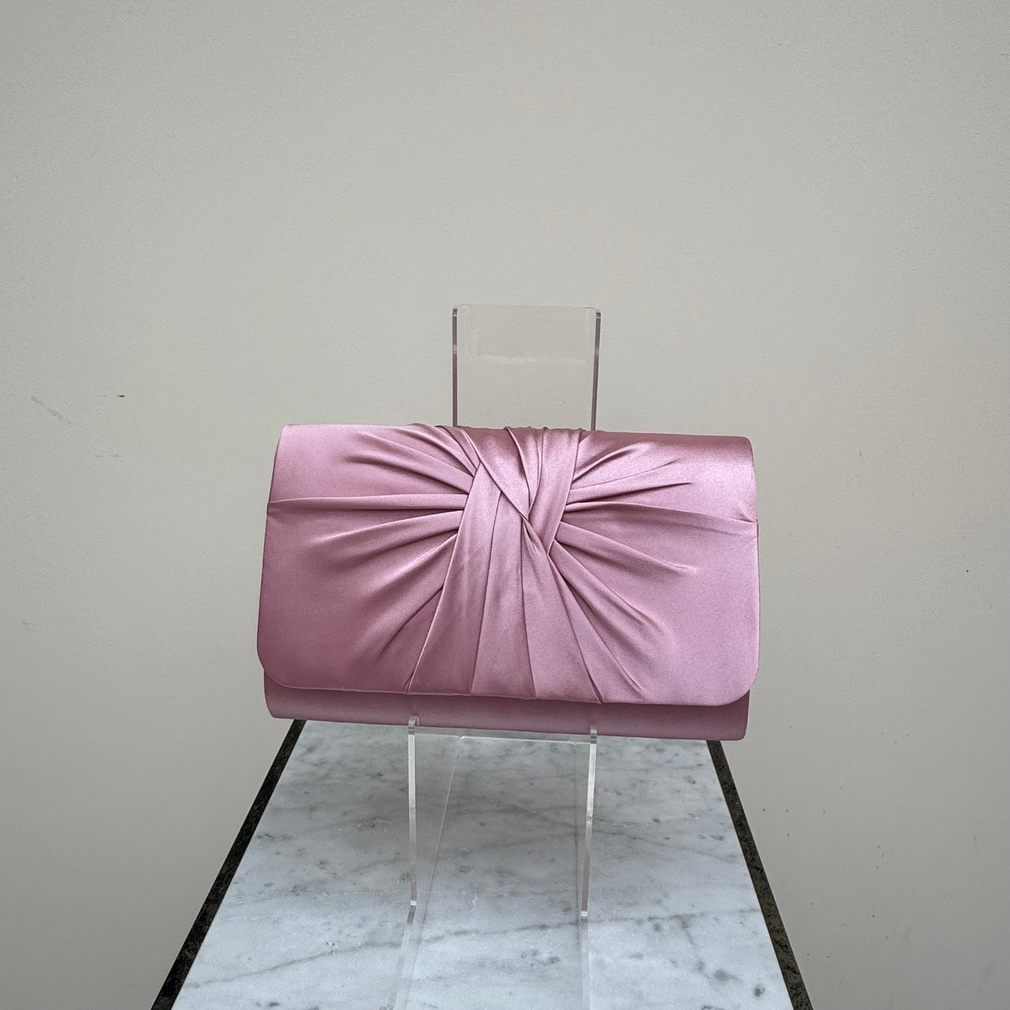 Failsworth Quartz Pink Satin Clutch Bag Quartz