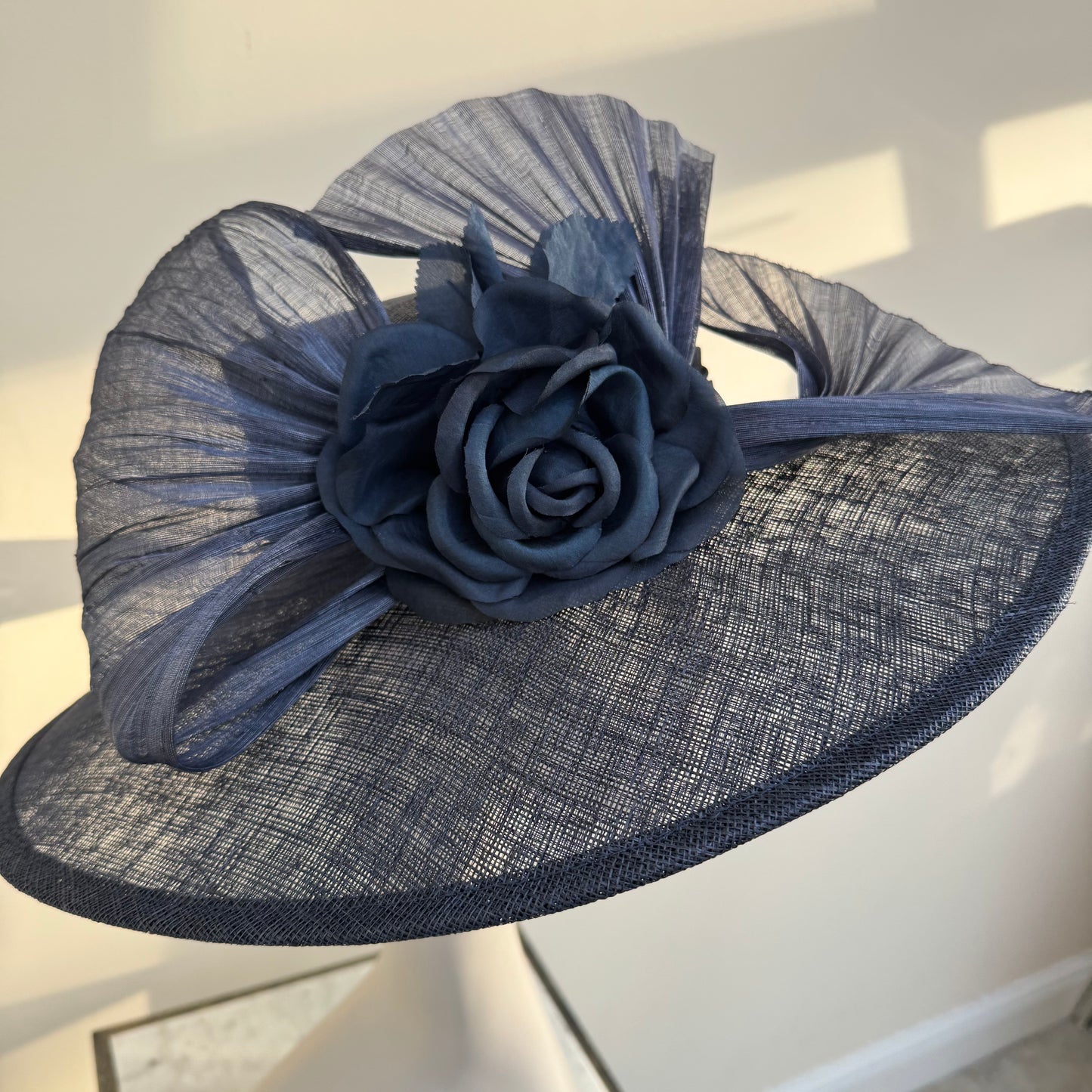 Max and Ellie BH4 Navy Blue Boater Hat with Flower