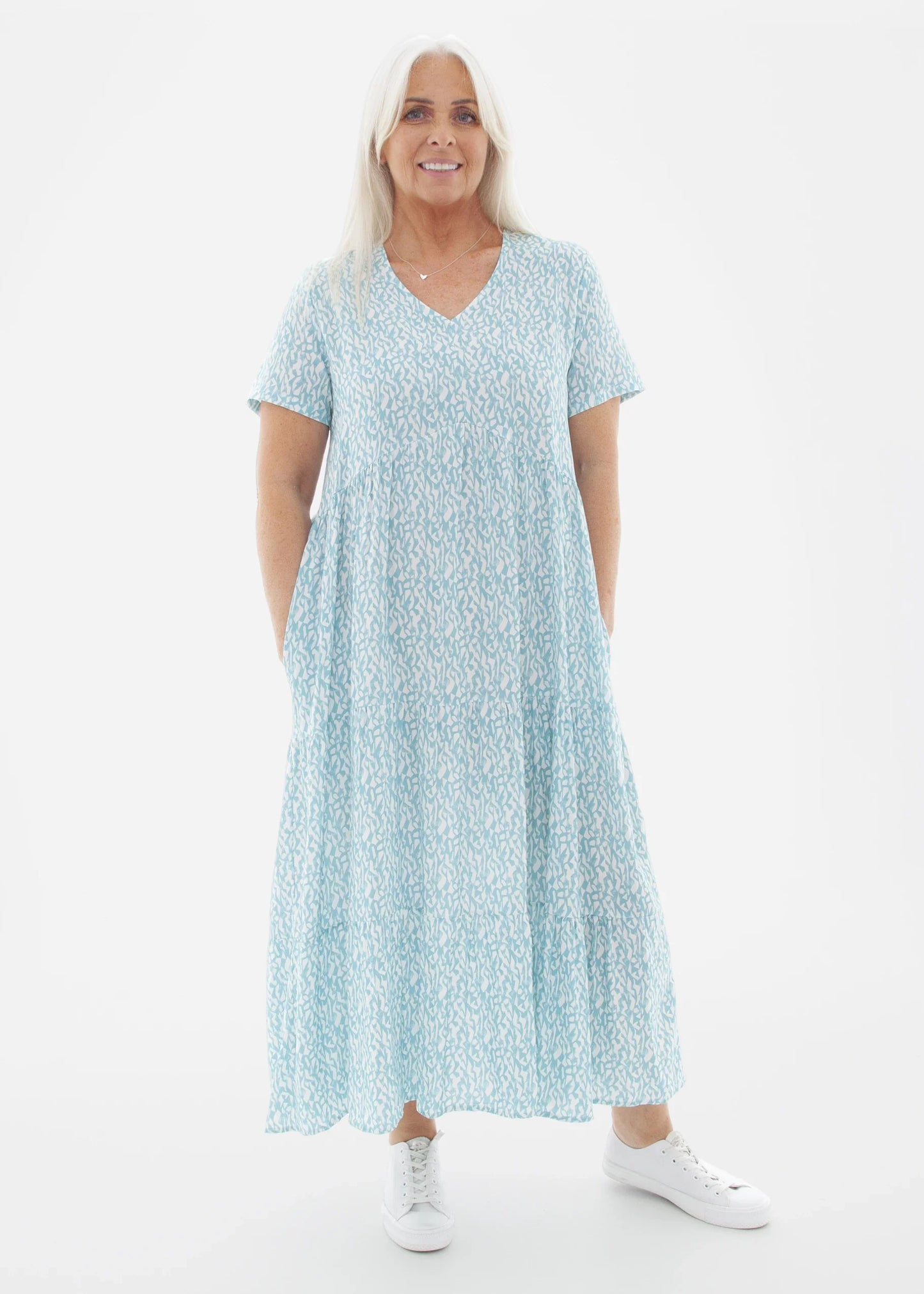Dreams Mini Distressed Geo Tiered Dress