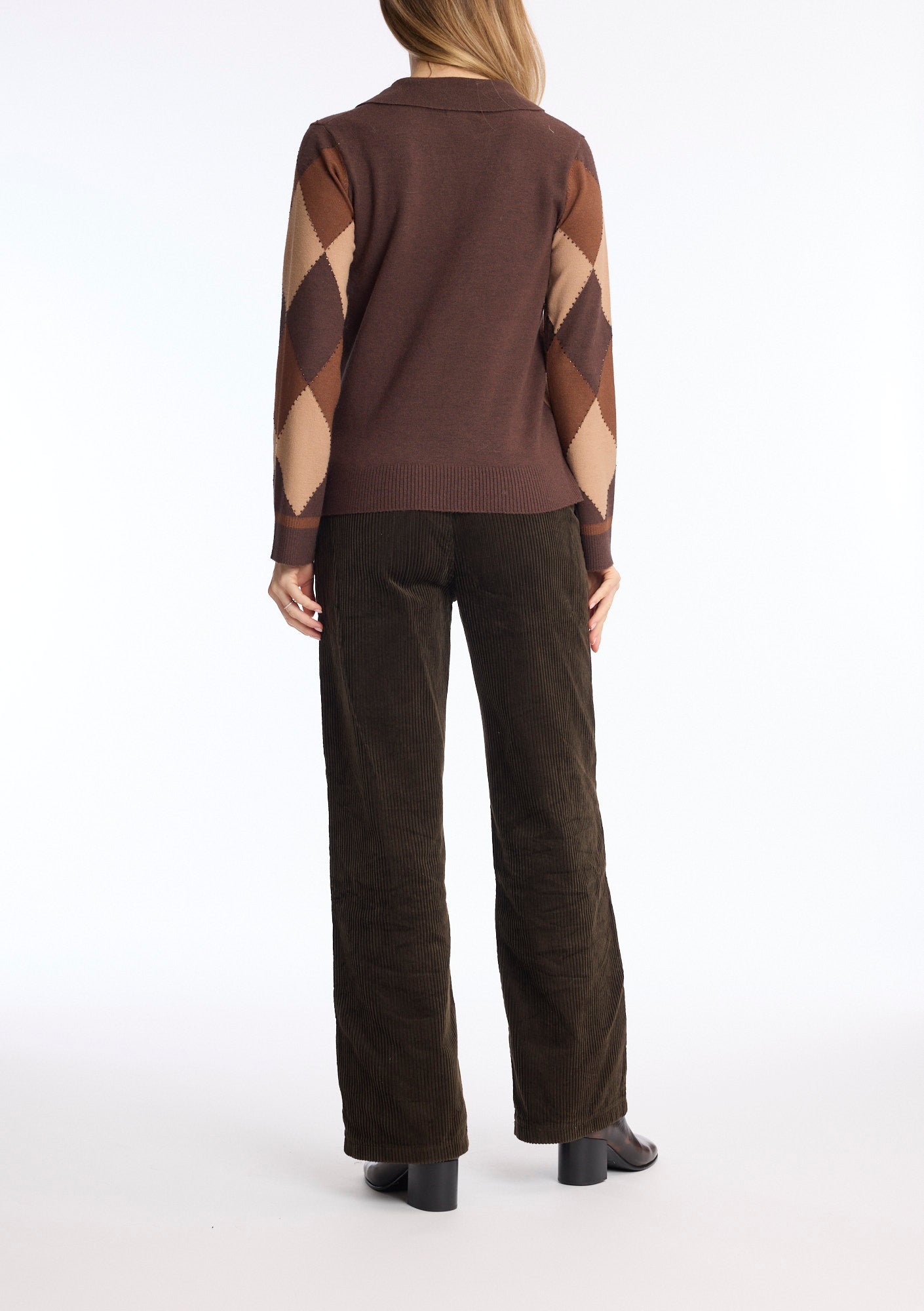 Leo & Ugo AH222-6 Harlequin Knit Collared Jumper