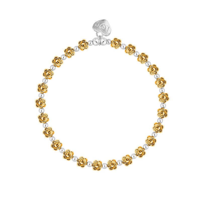 Life Charms Bracelet Gold Flowers