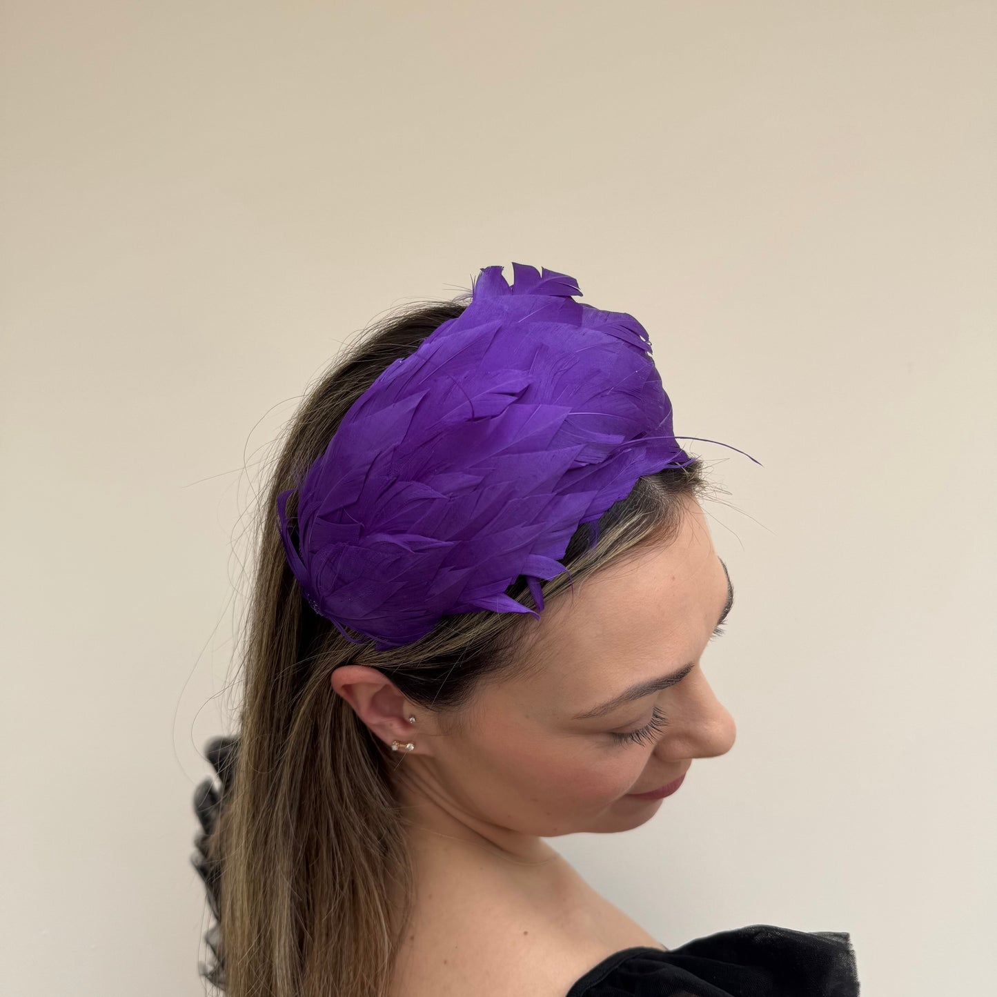 J Bees JB26/143 Purple Feather Headband Fascinator