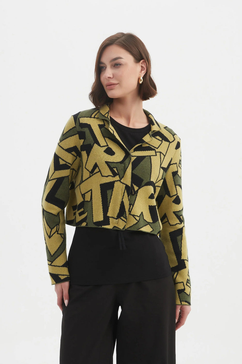 Tirelli 25K3597 Letter Block Zip Cardigan
