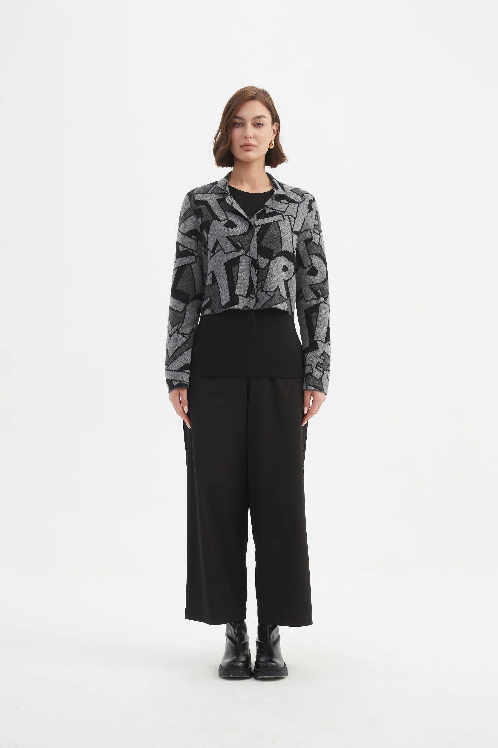 Tirelli 25K3597 Letter Block Zip Cardigan