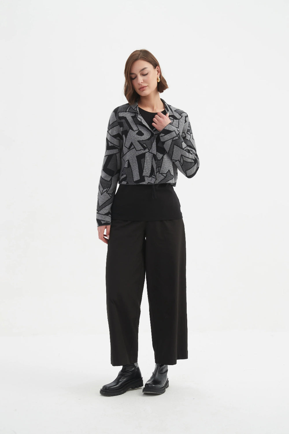 Tirelli 25K3597 Letter Block Zip Cardigan