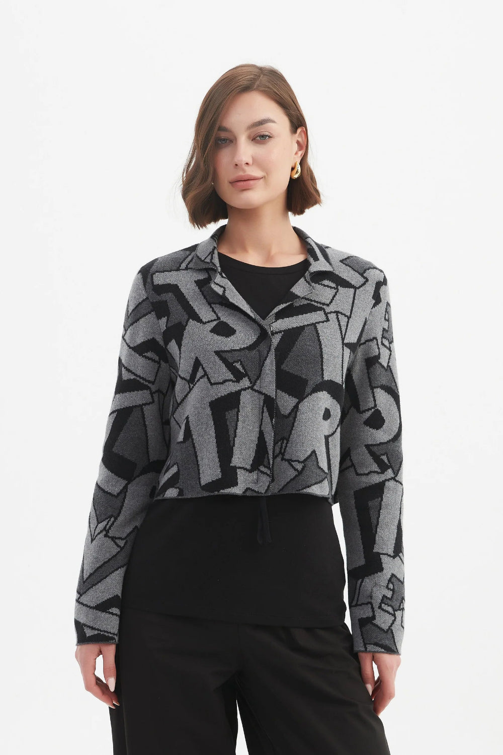 Tirelli 25K3597 Letter Block Zip Cardigan
