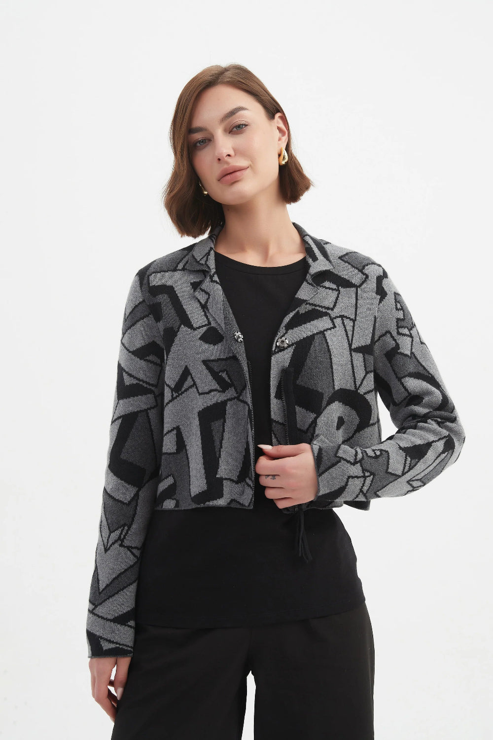 Tirelli 25K3597 Letter Block Zip Cardigan