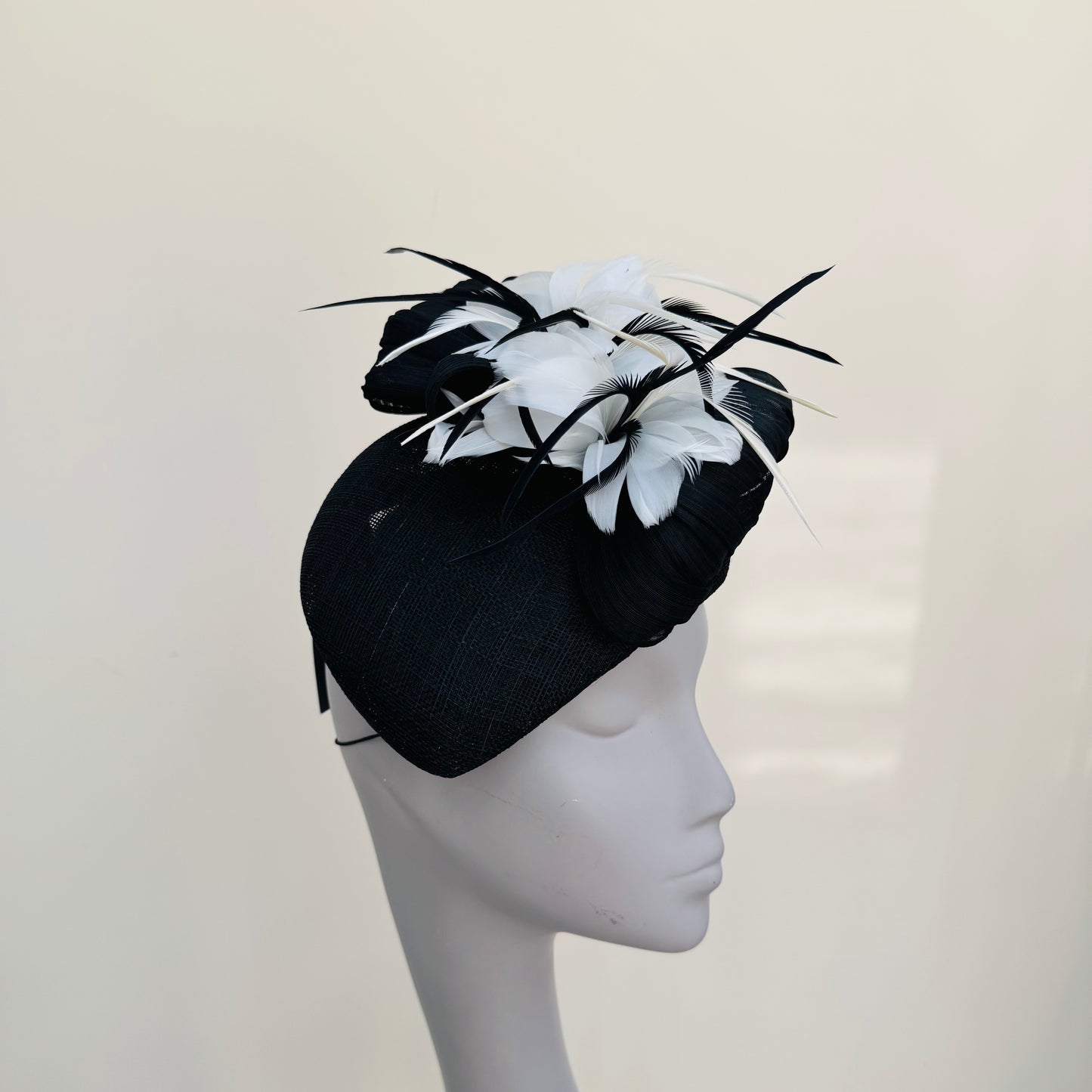 Boardmans Fernley Black/Ivory Pillbox with Contrast Feathers