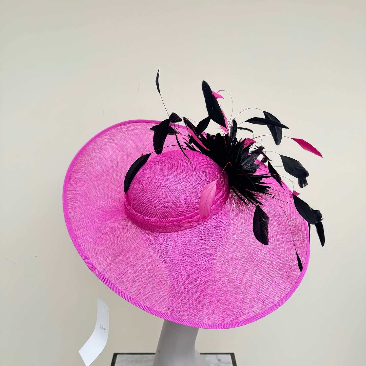 J Bees JB25/86 Fuchsia Pink and Black Two Tone Feather Hatinator