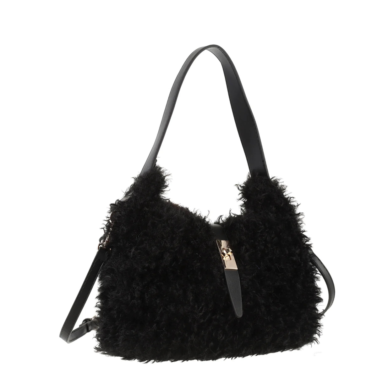 Park Lane BAG95 Ebony Black Furry Scoop Bag