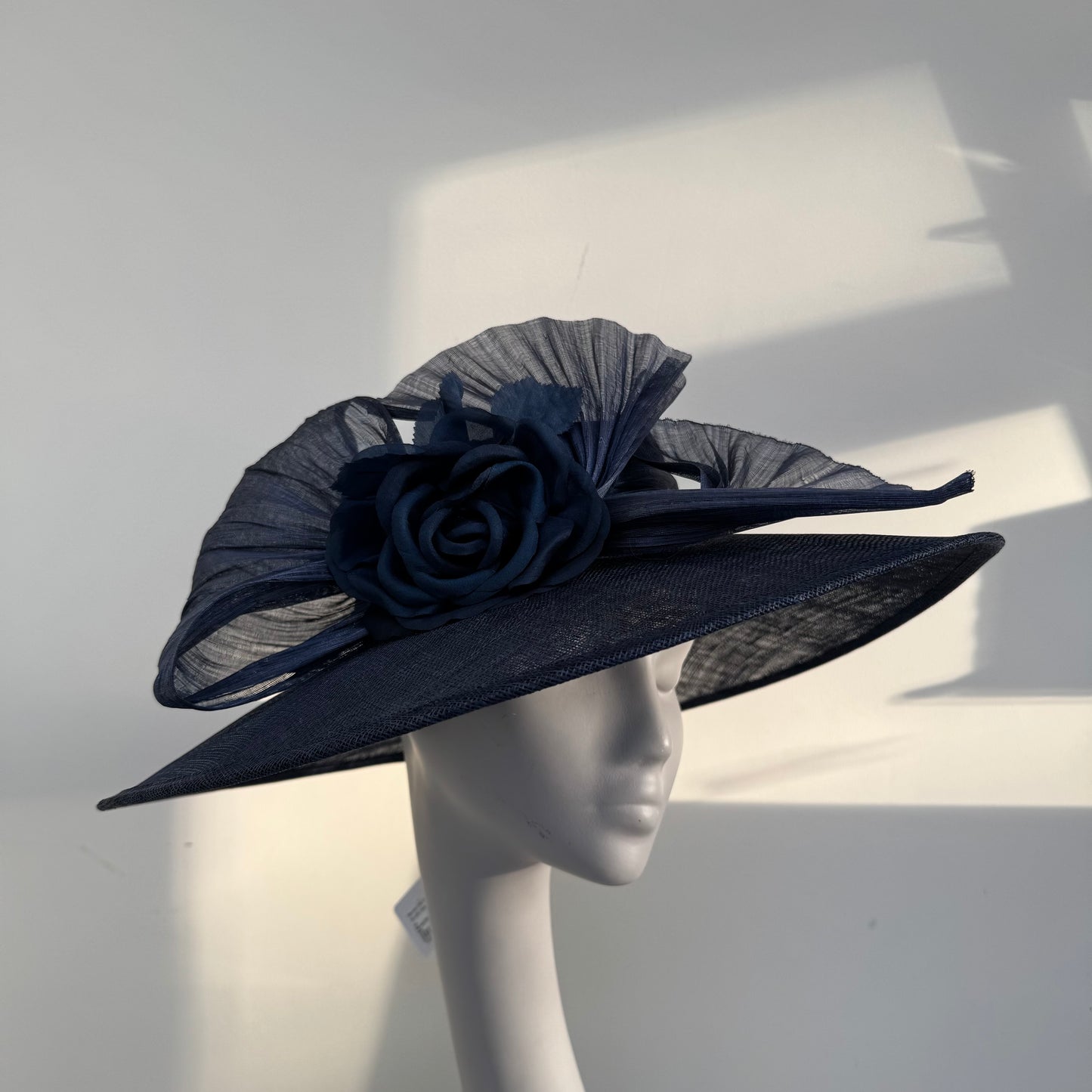 Max and Ellie BH4 Navy Blue Boater Hat with Flower