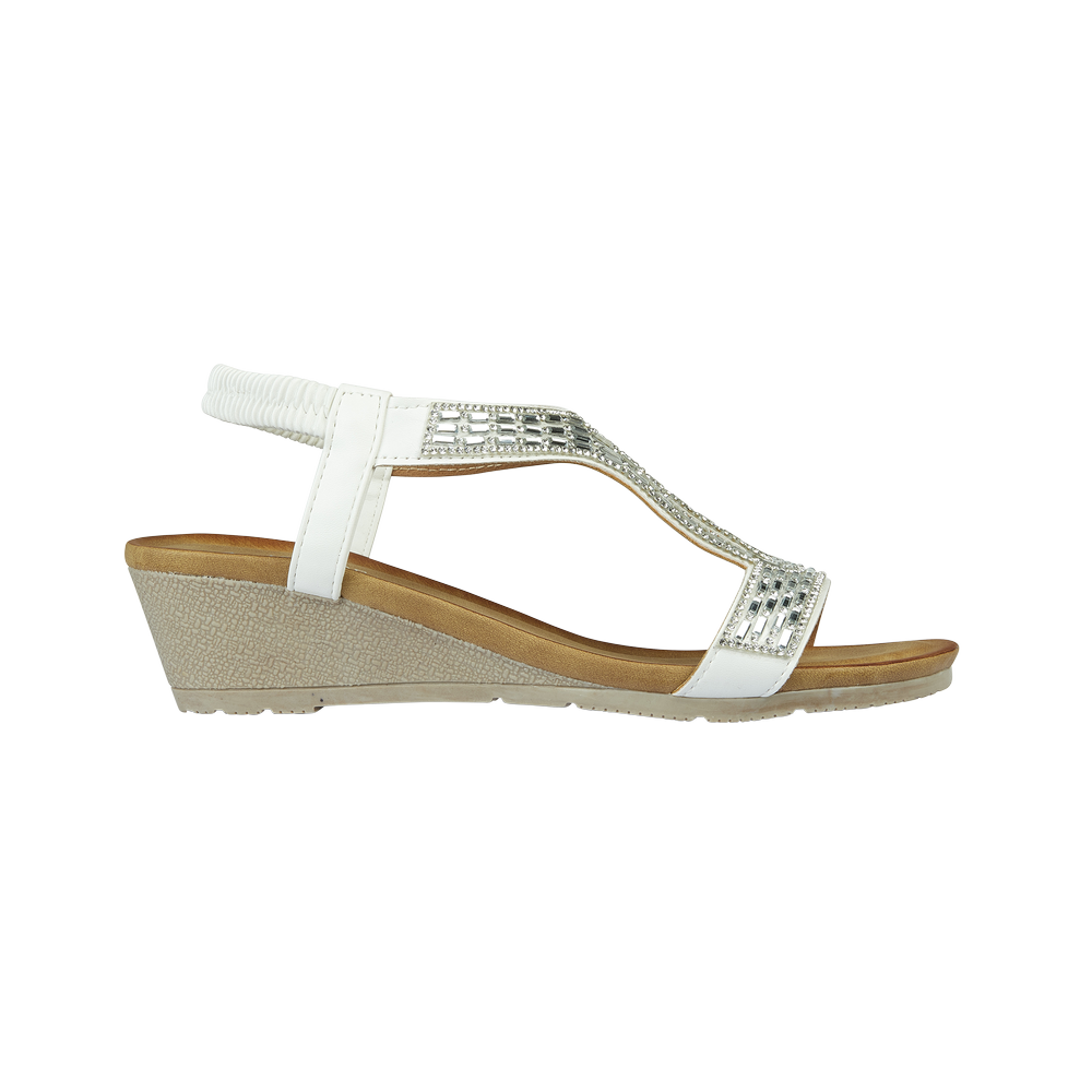 Jo & Joe Cape Verde White & Silver Wedge Sandal