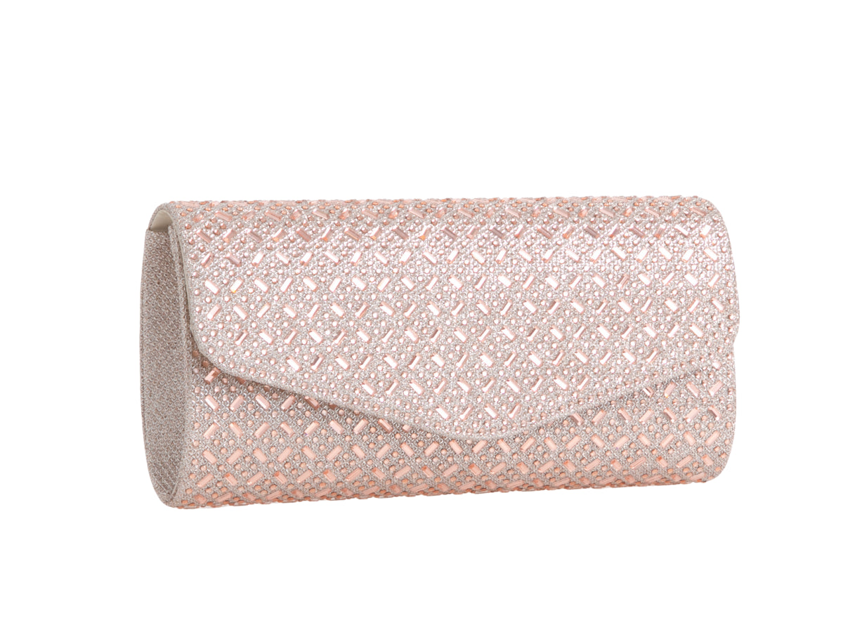 Koko CS3055 Rose Gold Glitter Clutch Bag