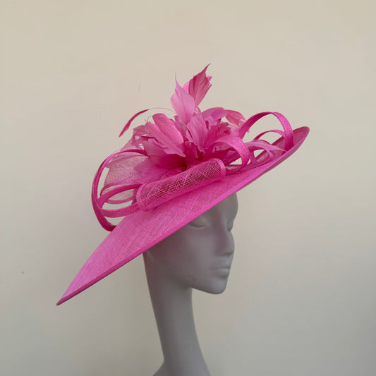 J Bees JB25/85 Hot Pink Hatinator with Feather Flower Detail Hot Pink