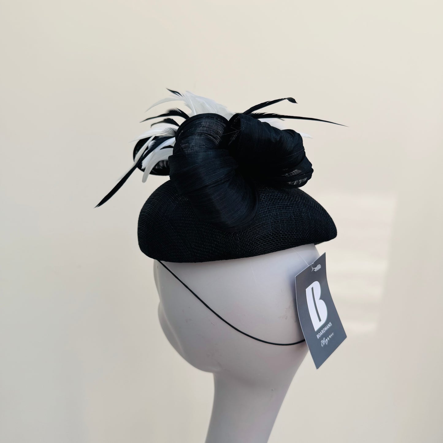 Boardmans Fernley Black/Ivory Pillbox with Contrast Feathers