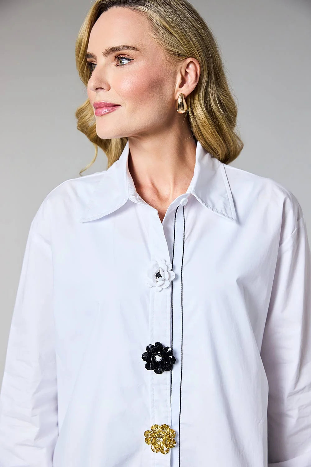 Deck Flower Button Blouse 7168