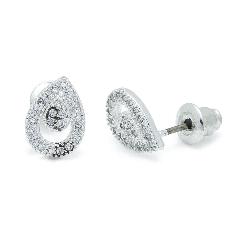 Life Charms teardrop silver stud earrings