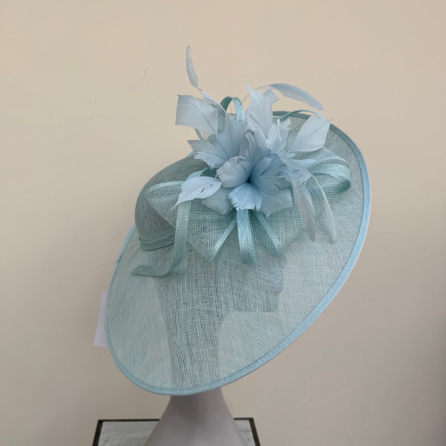 J Bees JB25/85 Aqua Blue Hatinator with Feather Flower Detail