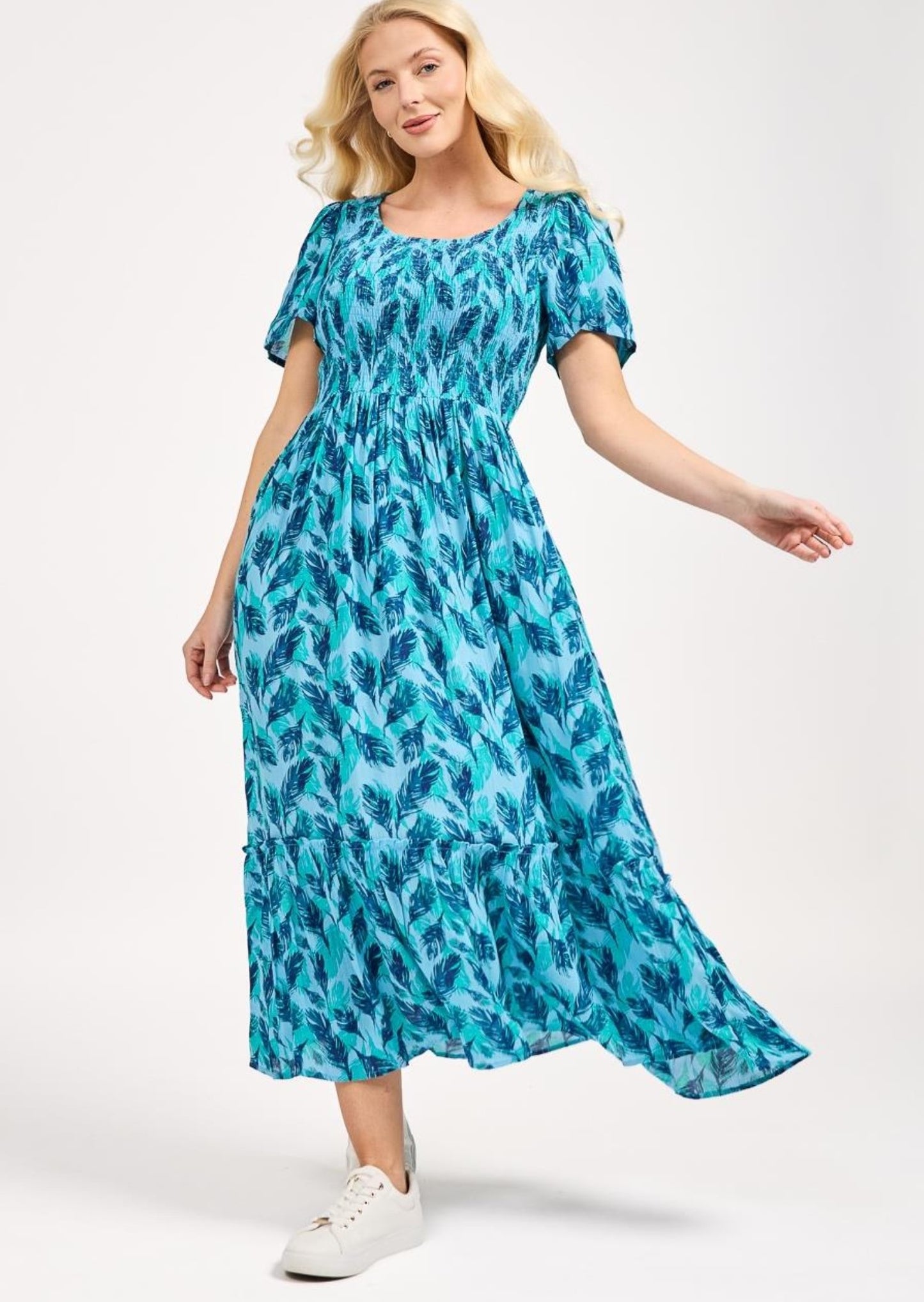 Mudflower 613 Feather Print Dress
