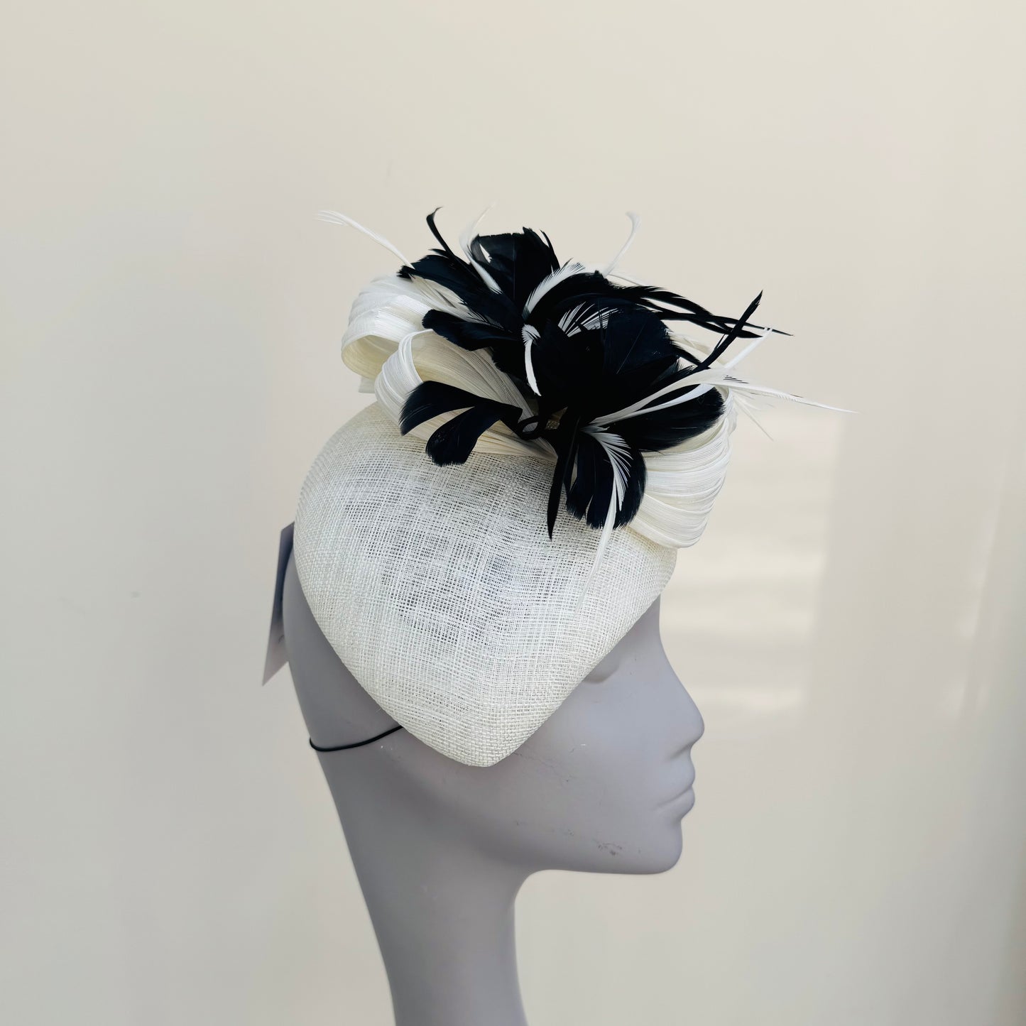 Boardmans Fernley Ivory/Black Pillbox with Contrast Feathers