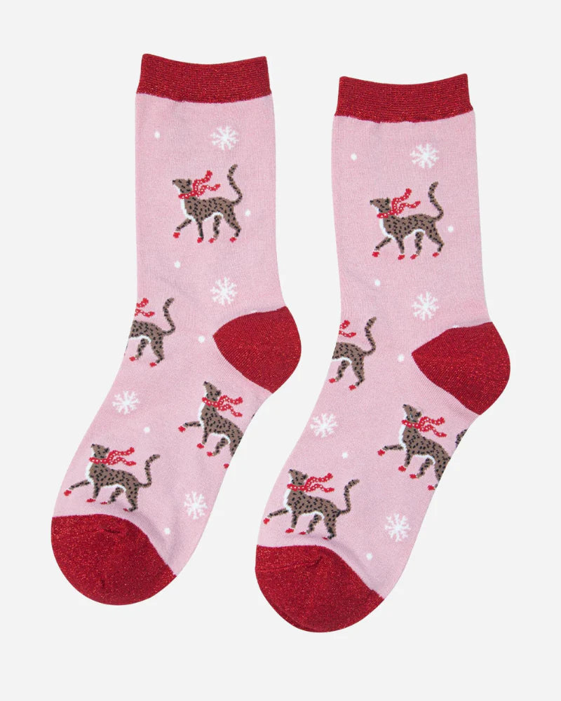 Winter Cheetah Print Bamboo Socks