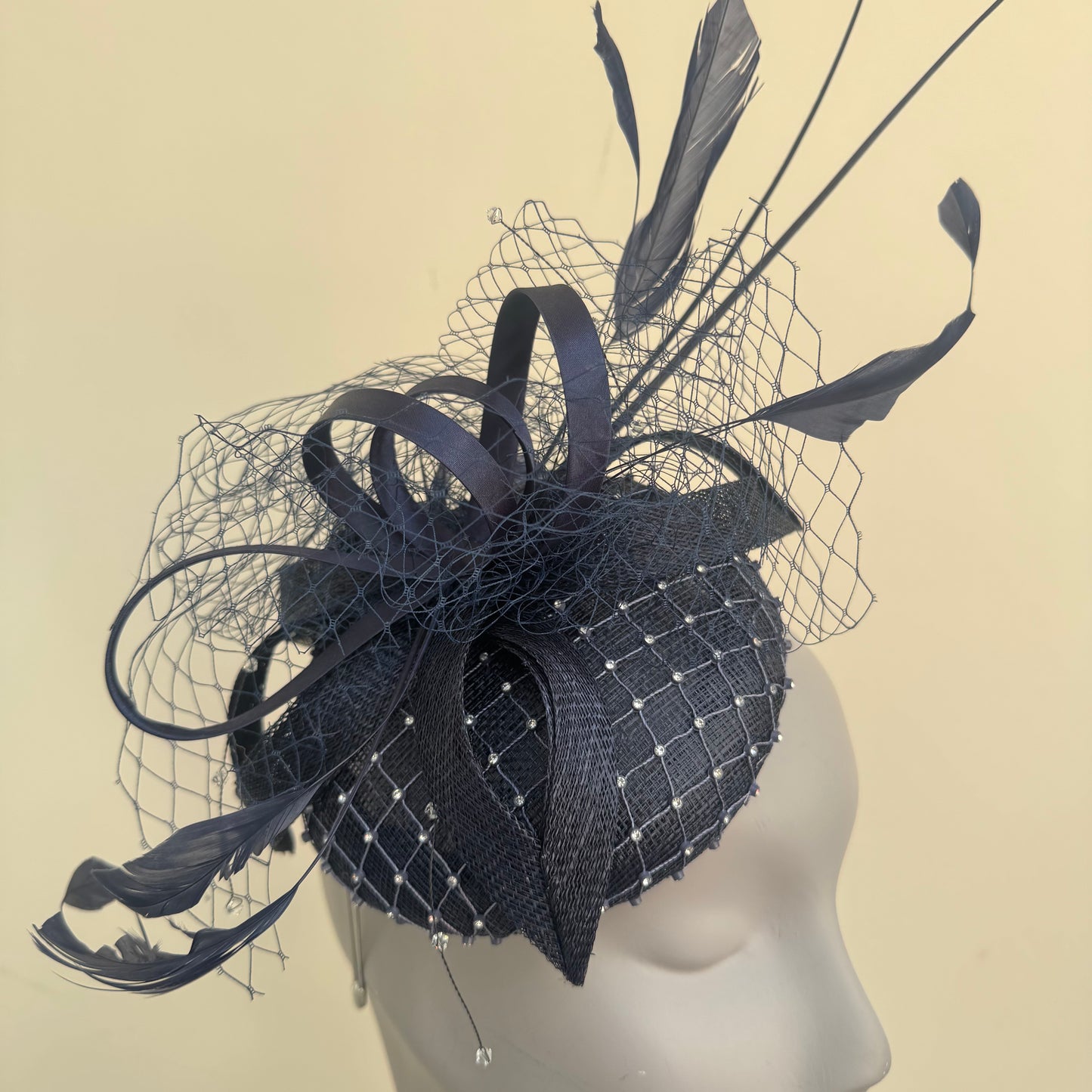 Max and Ellie MP1 Navy blue Pillbox Fascinator