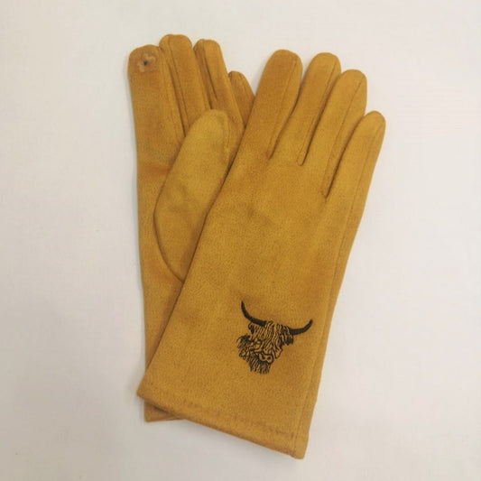 Eco Chic Highland Cow Stitched Gloves
