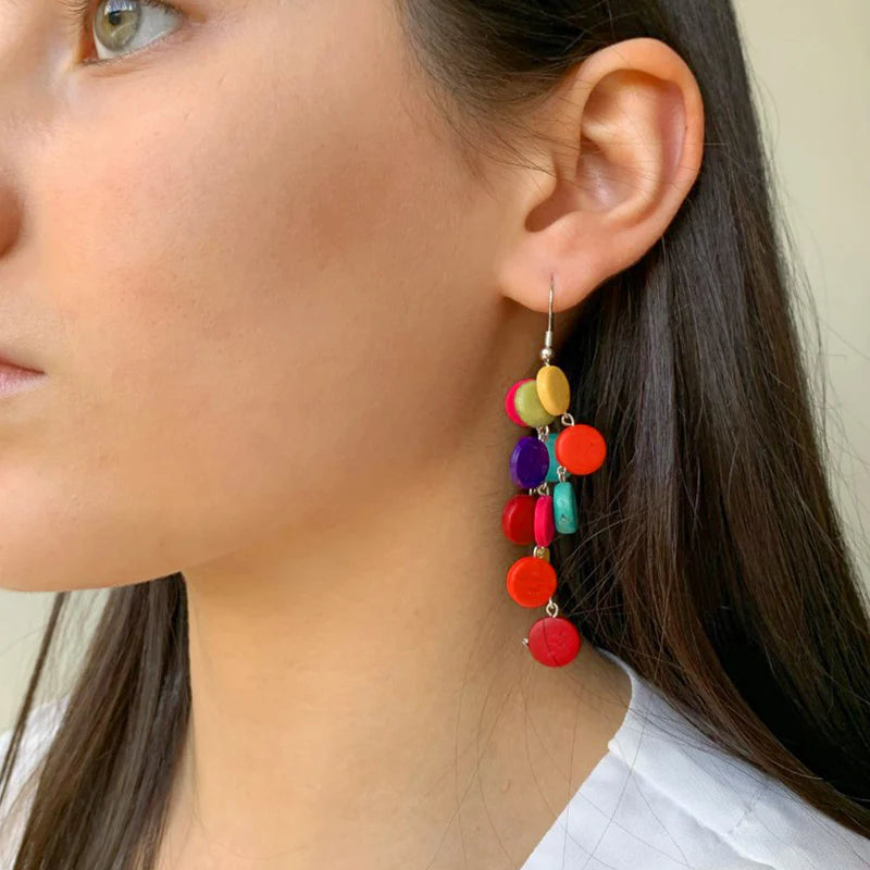 Lotus Feet Rainbow Dropper Earrings