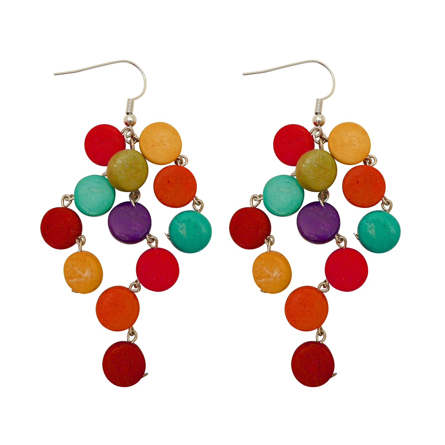 Lotus Feet Rainbow Dropper Earrings
