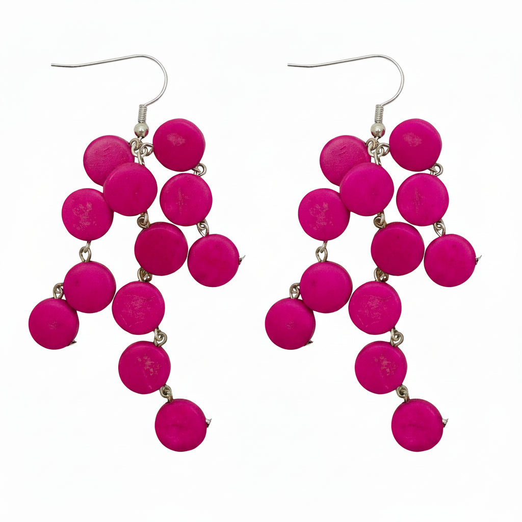 Lotus Feet H20CE9 Fuchsia Pink Earrings