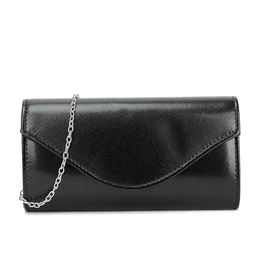 Koko Black Clutch Bag with Shiny Finish