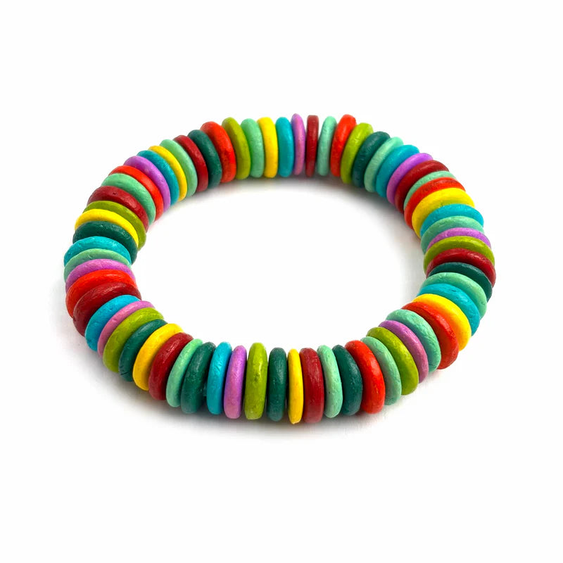 Lotus Feet HAB6A Rainbow Coco Disc Bracelet