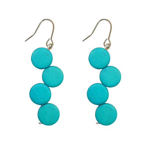 Lotus Feet HAE10 Turquoise Blue Single Cascade Earrings