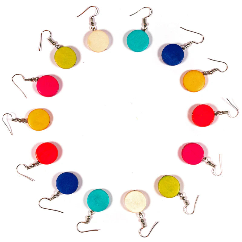 Lotus Feet HAE1 Wood Disc Earrings