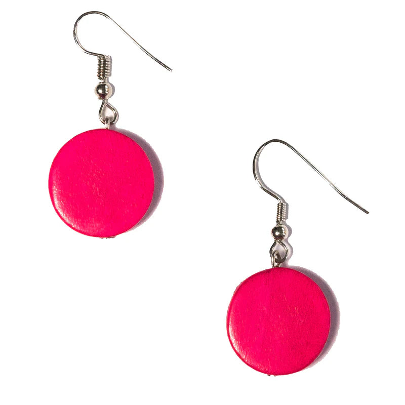 Lotus Feet HAE1 Wood Disc Earrings