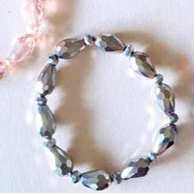 Lotus Feet Crystal Tear Drop Bead Elasticated Bracelet