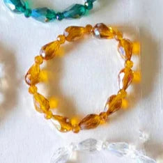 Lotus Feet Crystal Tear Drop Bead Elasticated Bracelet