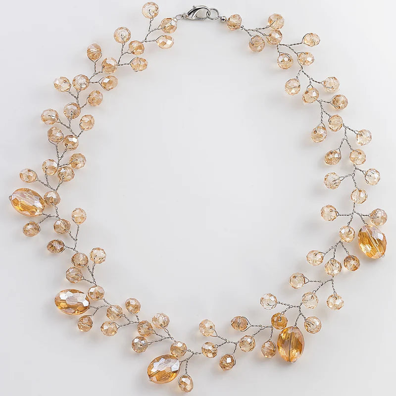 Lotus Feet Crystal Vine Ice Tea Yellow Necklace