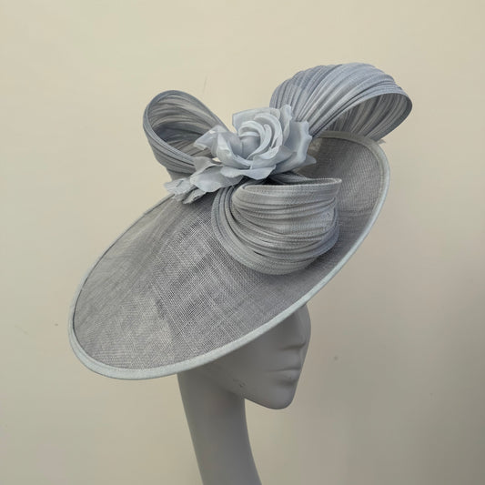 J Bees JB25/59 Steel Grey Disc Hatinator with Ribbon and Rose Detail