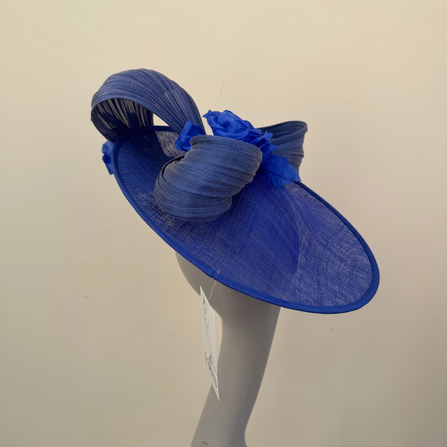 J Bees JB25/59 Cobalt Blue Disc Hatinator with Ribbon and Rose Detail