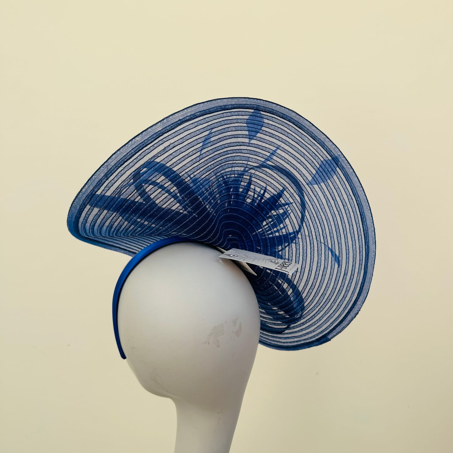 JBees JB24/15 Large Patterned Crin Fascinator with Feathers In Blues