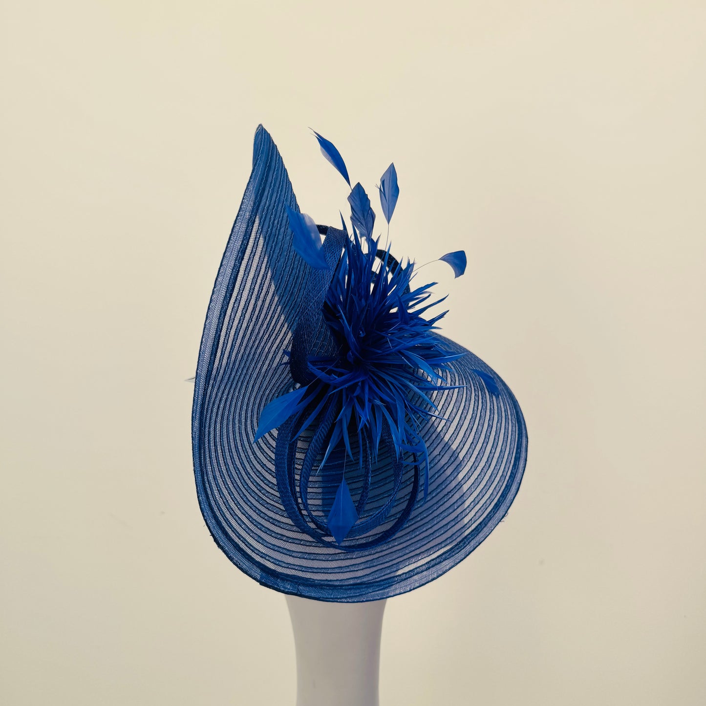 JBees JB24/15 Large Patterned Crin Fascinator with Feathers In Blues