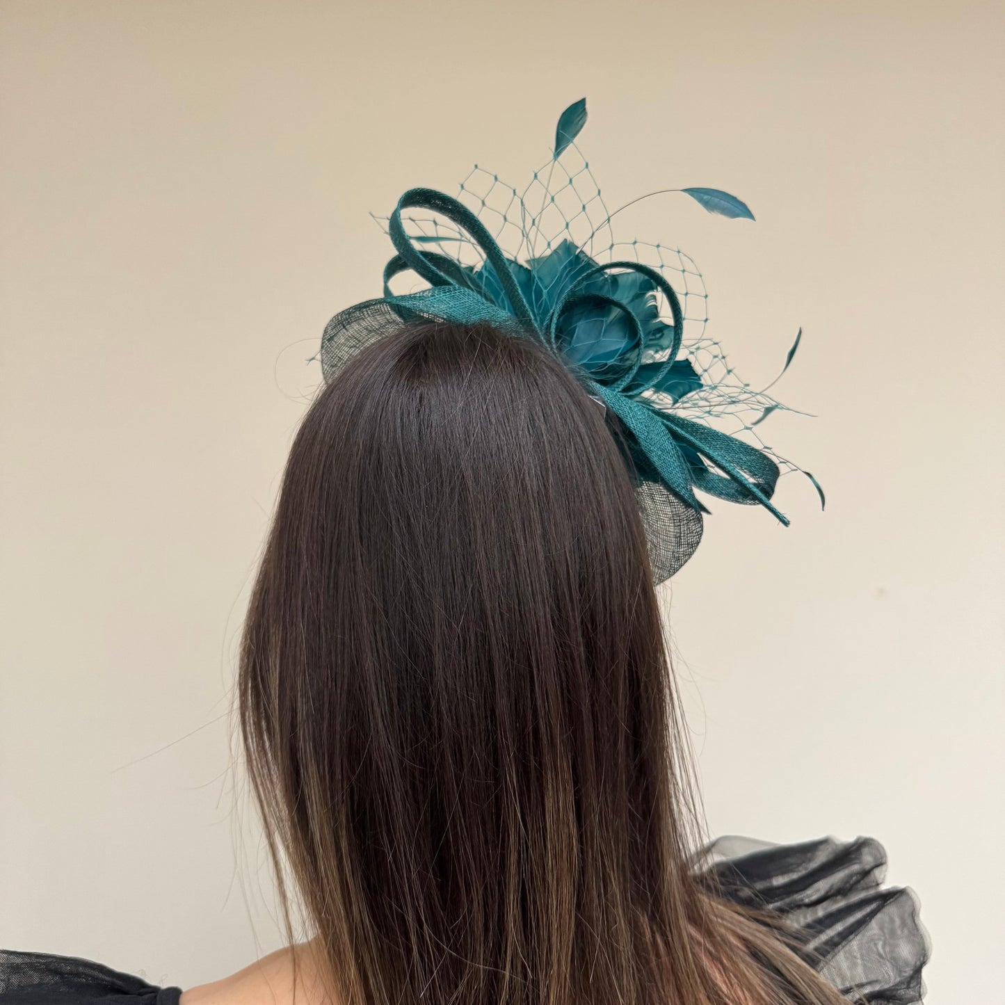 J Bees JB18/040 Forest Teal Fascinator with feathers Forest