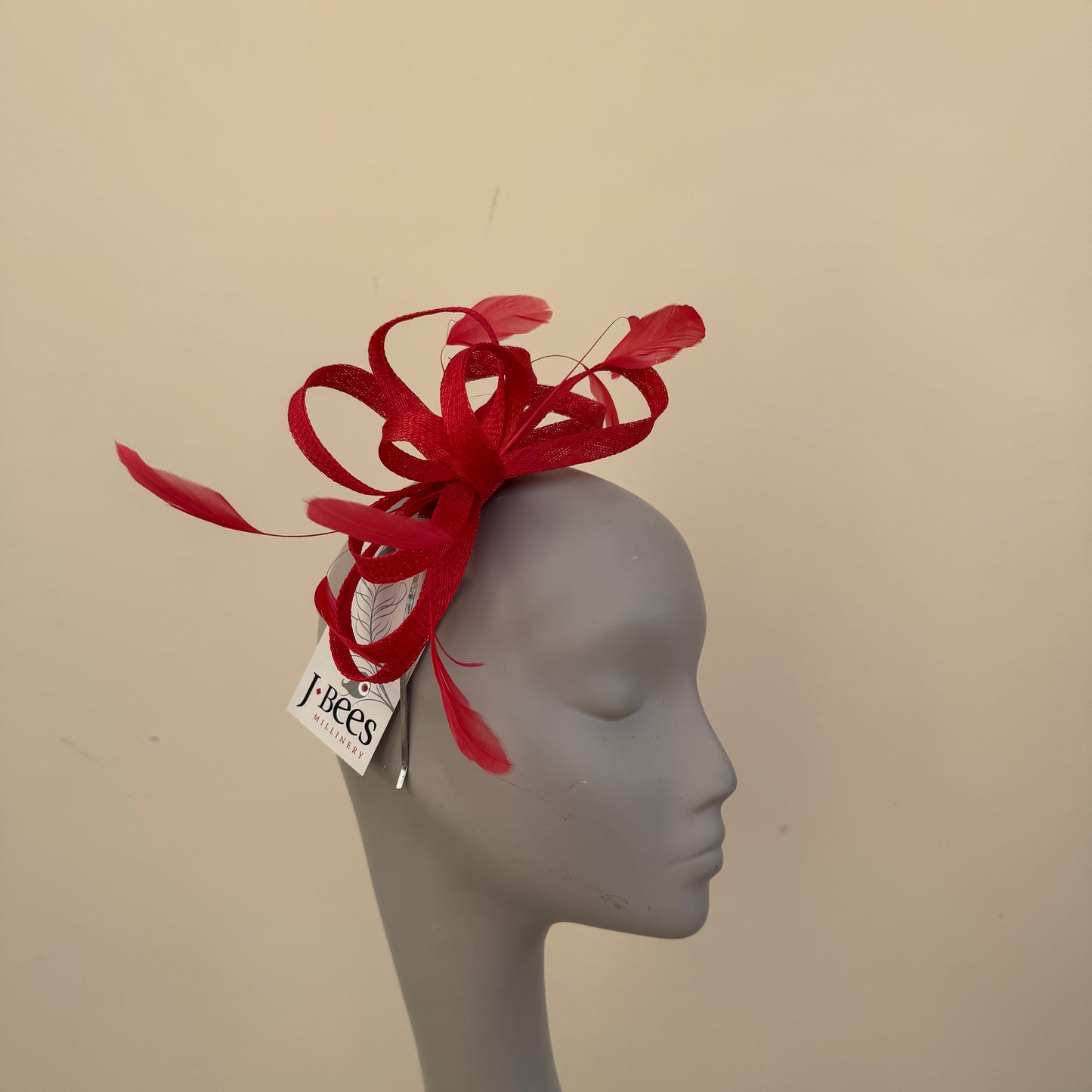 J Bees JB22/238 Fascinator on Headband In Reds