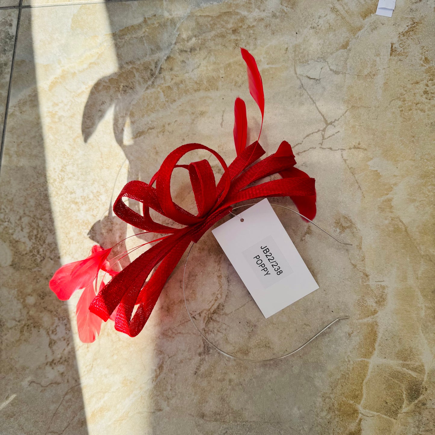 J Bees JB22/238 Fascinator on Headband In Reds